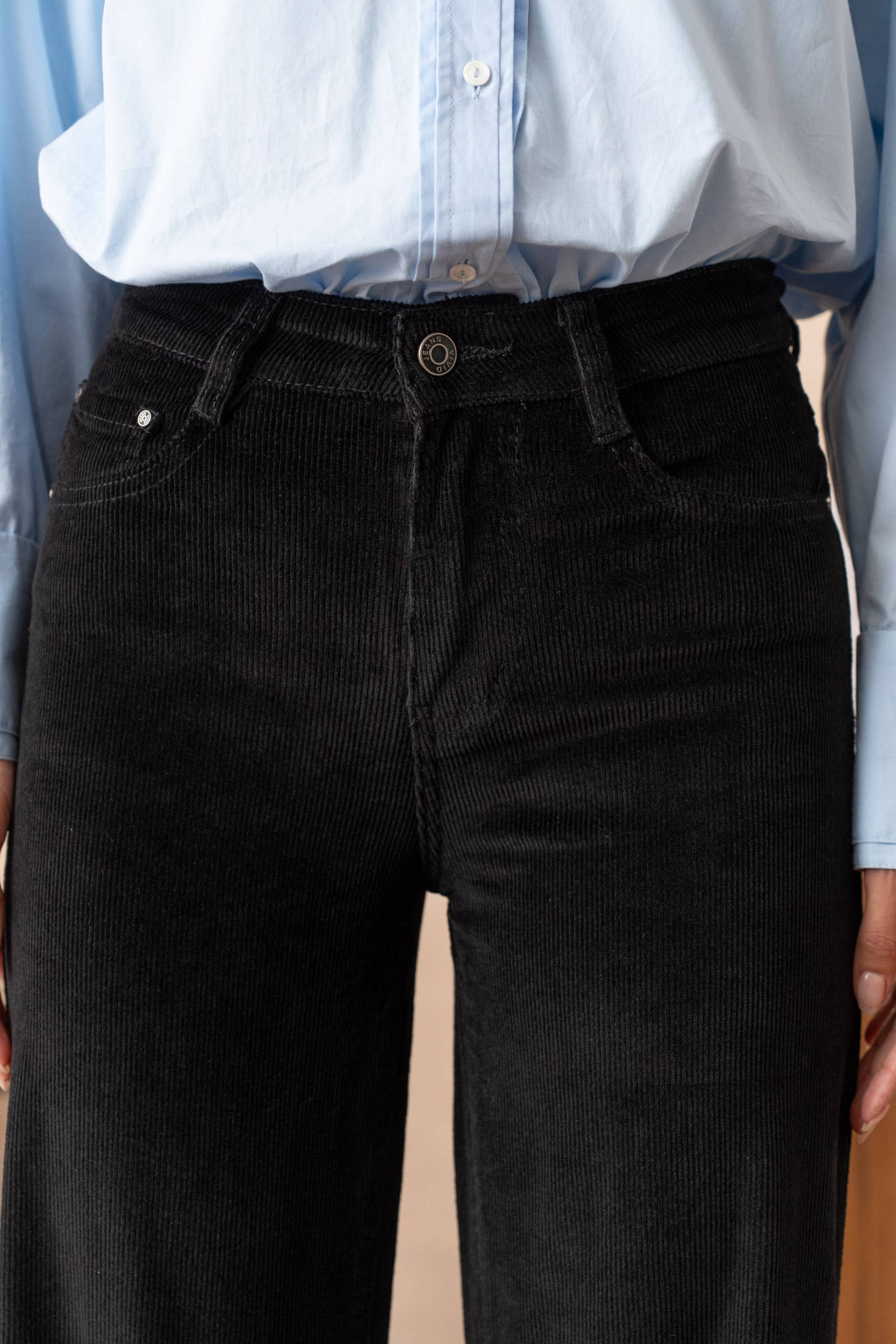 Vivid – calças de ganga - Mulher por atacado – Jean de veludo de perna larga3