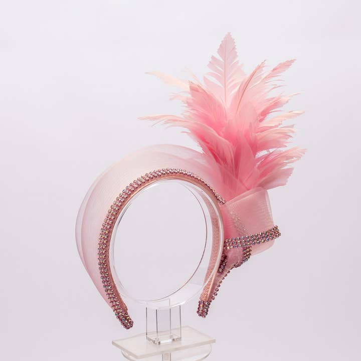 KaKyCo - Wholesale Fashion Headband - Women's - Feather, Rhinestone, Crinoline Embellished Headband | AJ849H7
