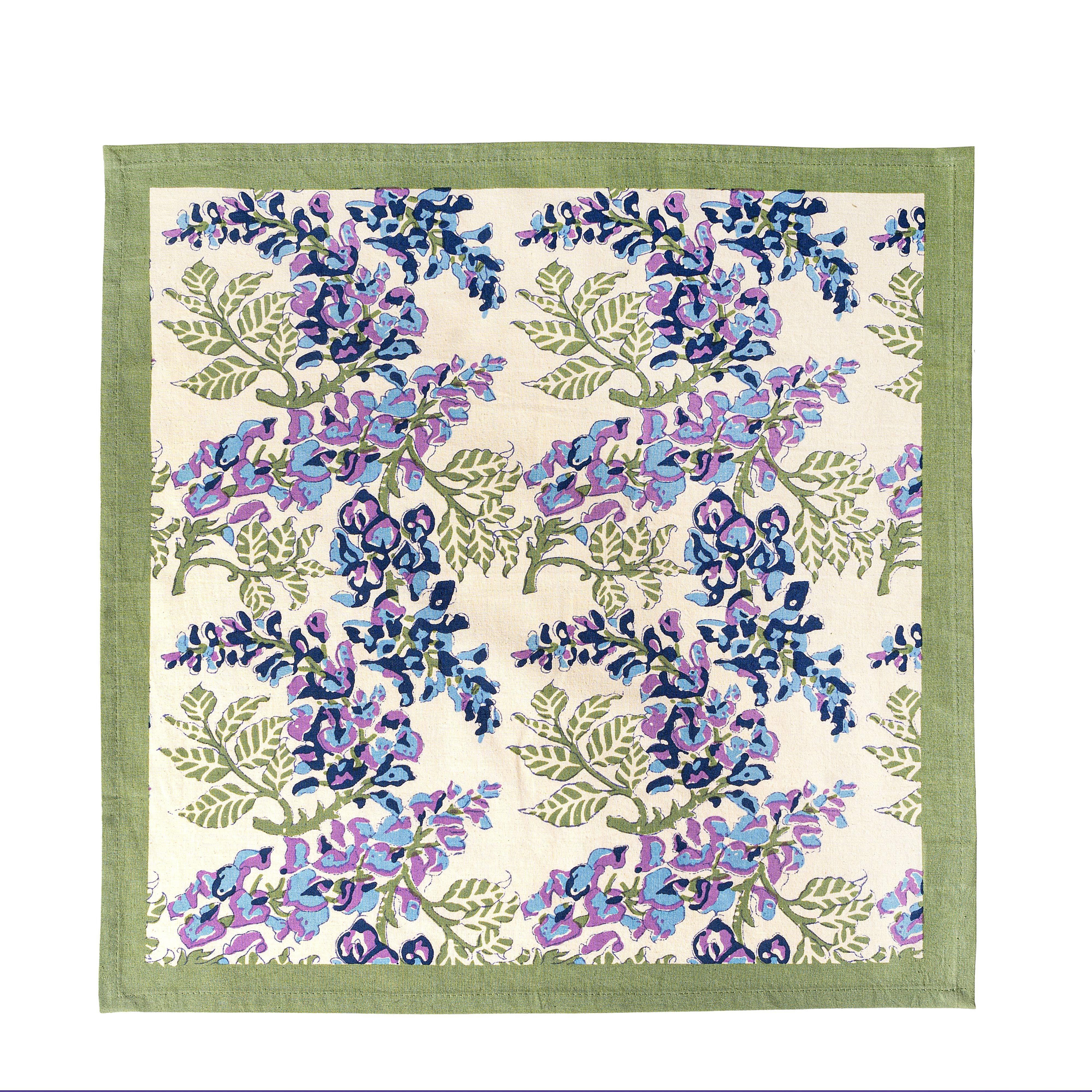 Couleur Nature - Wholesale Dinner & Cloth Napkin - Wisteria Blue & Green | Napkins - Set of 62