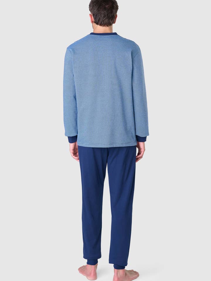 Men's Winter Premium Quilted Pajamas - Blue 55026 for wholesale on Faire2