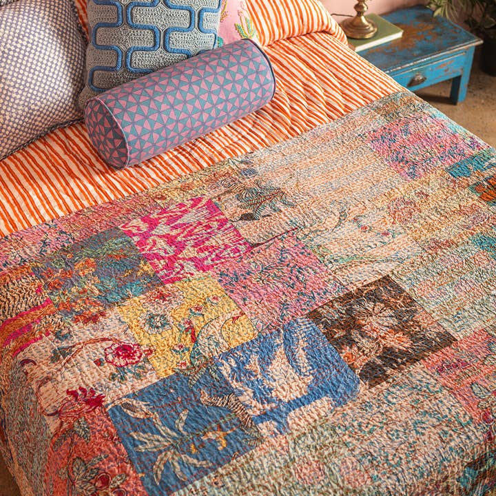 Ian Snow Ltd - Wholesale Throw blanket - Lola Patchwork Kantha Bed Throw1