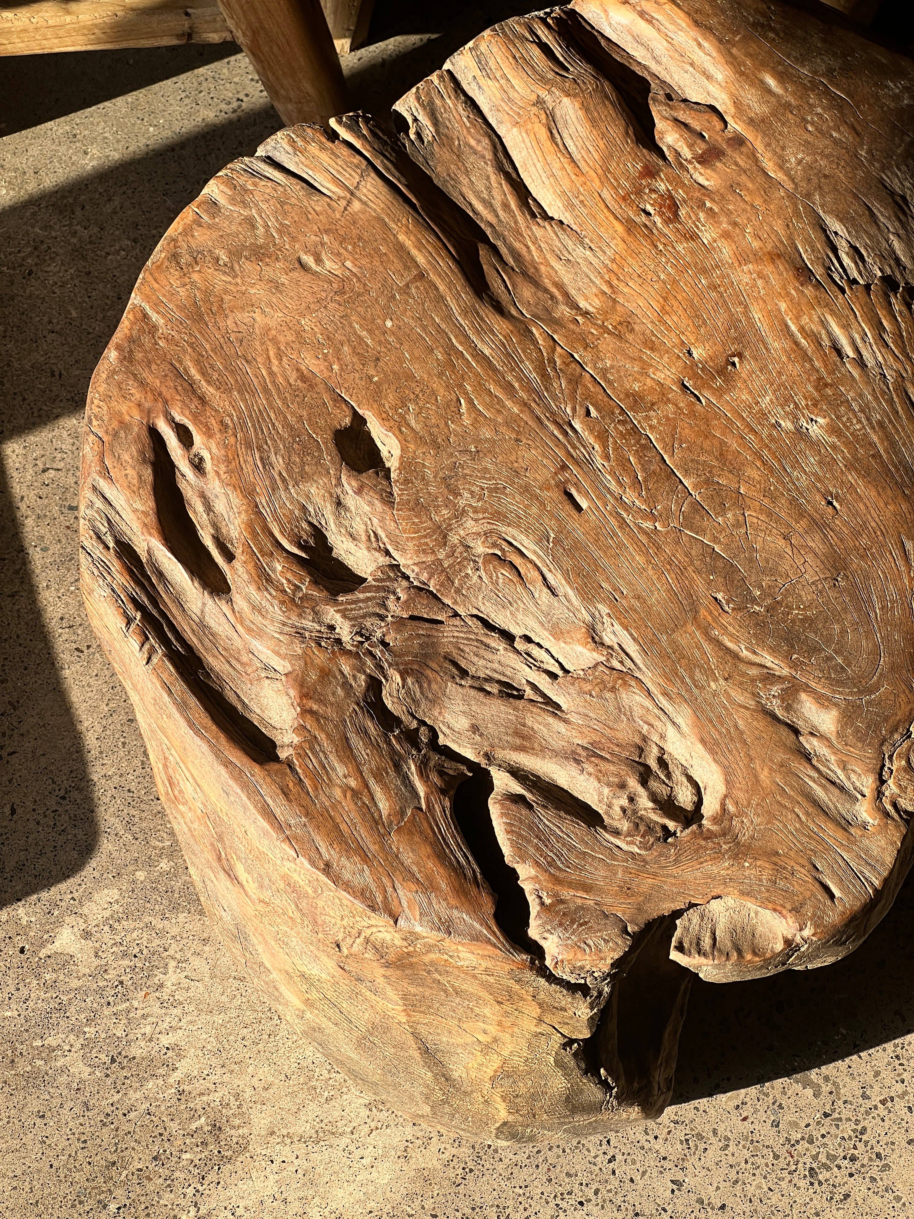 Office Objets - Wholesale Side Table - Small round coffee table in solid monoxyle organic teak D:47 H:2510