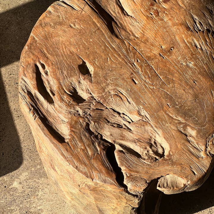 Office Objets - Wholesale Side Table - Small round coffee table in solid monoxyle organic teak D:47 H:2510