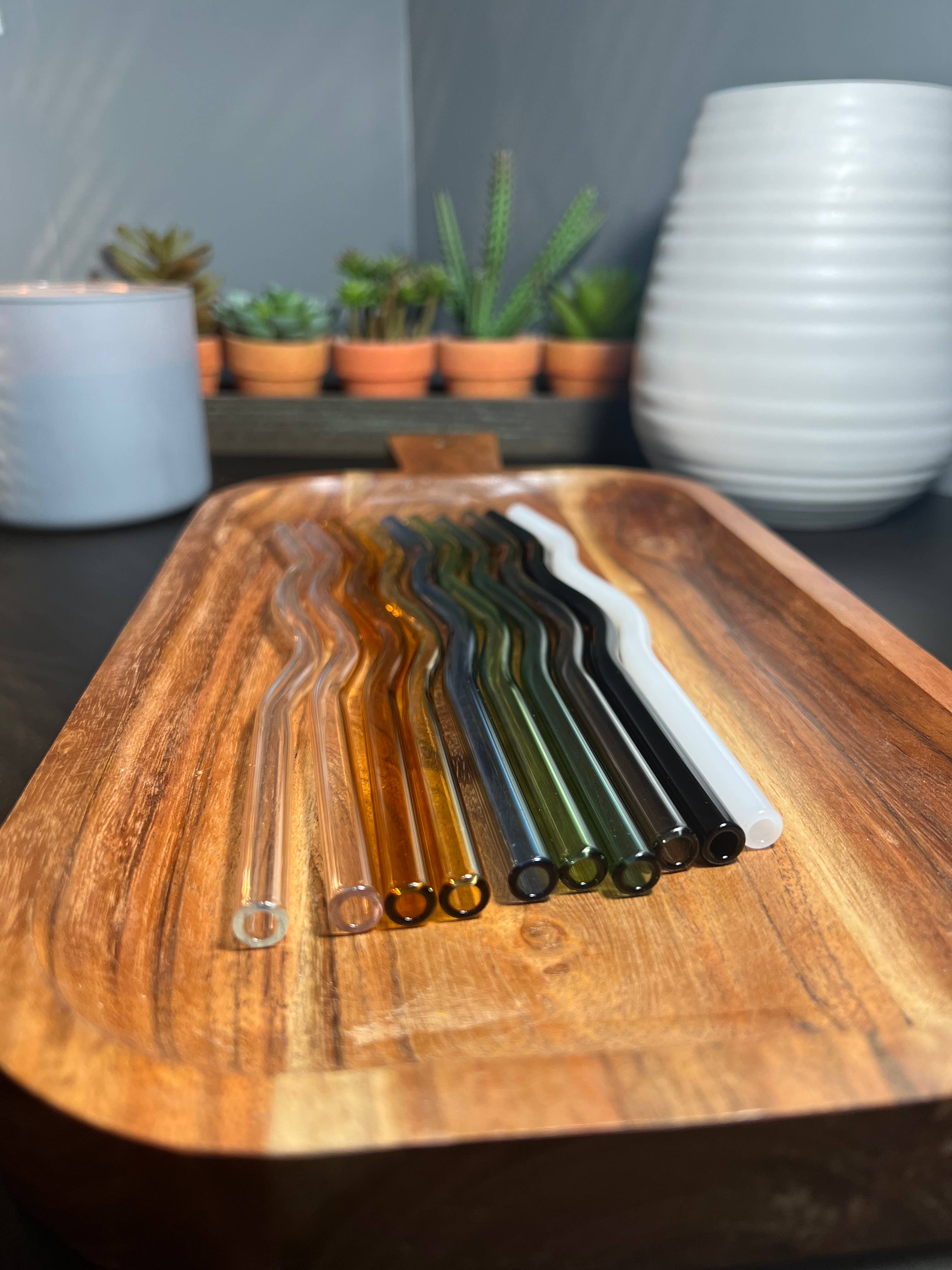 KDC Craft Shop - Wholesale Drinking Straw - Wavy Reusable Glass Straws - Multiple Colors1