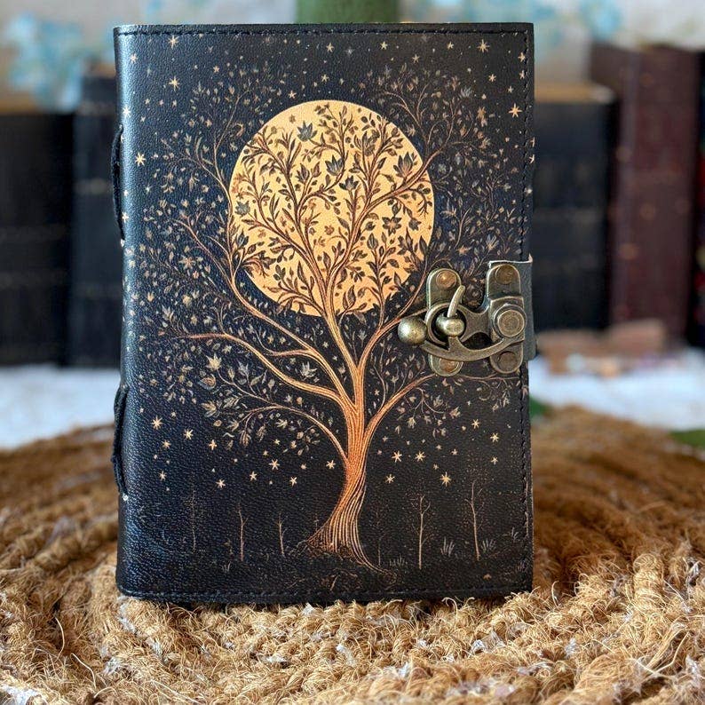 Leatherooze - Venta al por mayor Diario/agenda - Diario de Grimorio de Cuero – Libro de las Sombras Árbol de la Luna5