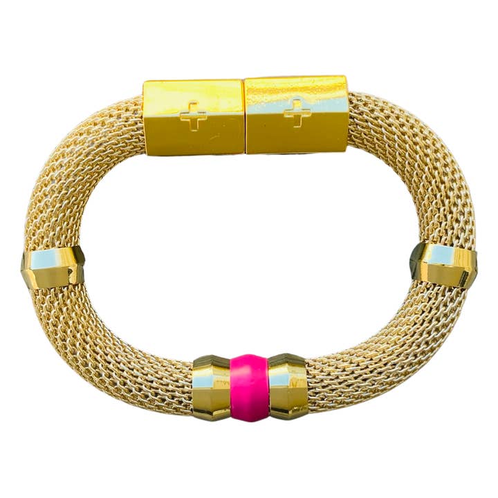 Mesh Candy Armband Roze voor wholesale door Holst and Lee