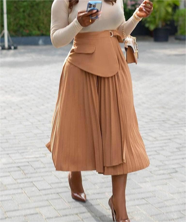 Rosa Clothing - Wholesale Skirt - Women's - Stylish pleated midi A-line skirt0