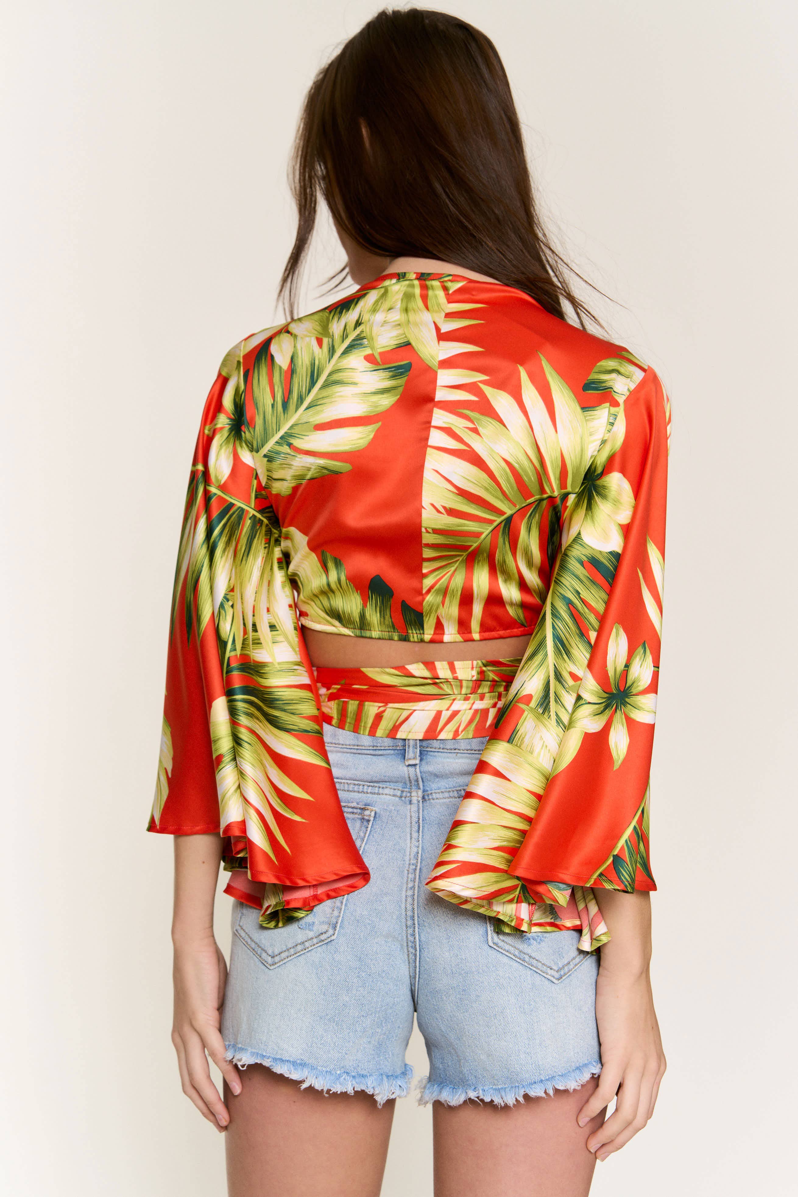 RED SATIN PADDED BRA FLAIR SLV CORSET TOP for wholesale on Faire11