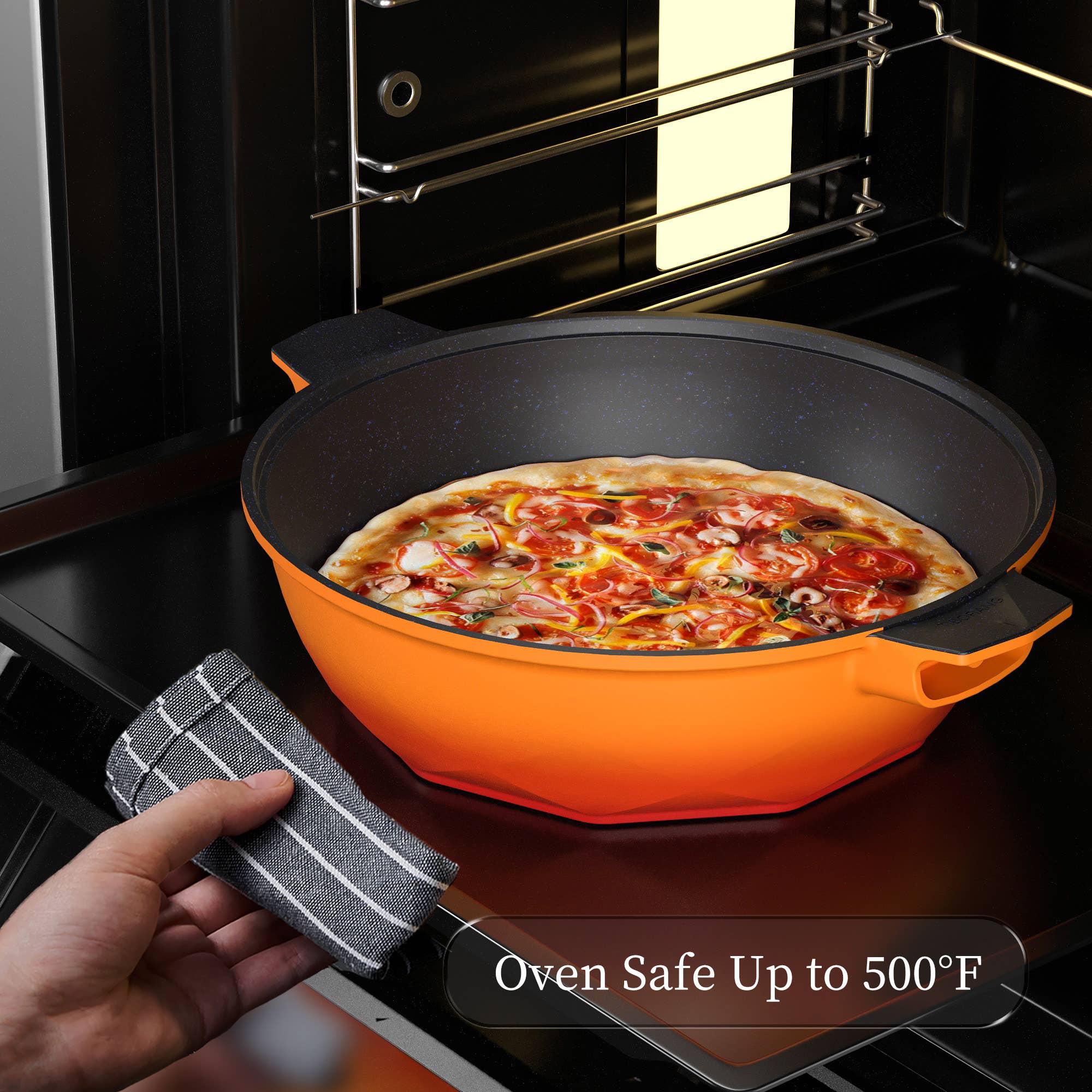 Tangerine Tiborang 11" Nonstick Frying Pan 8-in-1 Wok Pan(Tangerine) for wholesale on Faire7