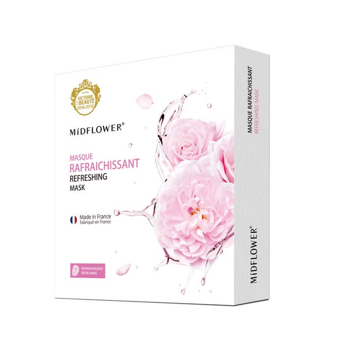Maschera nutriente invisibile all'acqua di rose. Box 5 mascherine per la vendita all'ingrosso da parte di Midflower