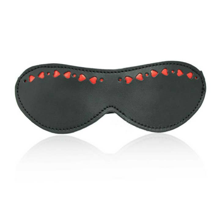 Plesur Body Products - Wholesale Sex Toy - Black PVC Blindfold with Red Heart Cutouts