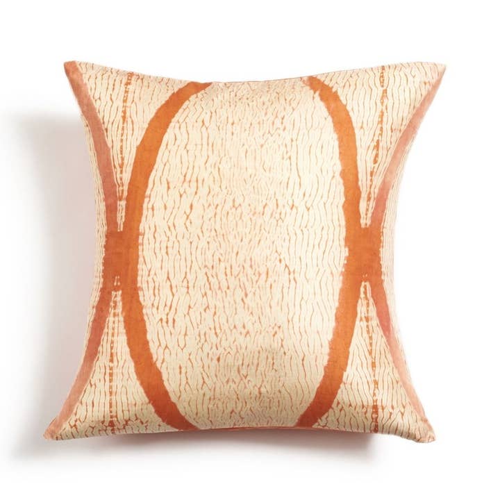 Arc Coral Hand Crafted Shibori Print Silk Pillow for wholesale by Variously