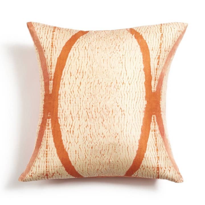 Arc Coral Hand Crafted Shibori Print Silk Pillow for wholesale by Variously