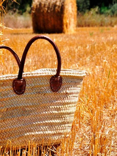 Marokkanischer Einkaufskorb mit Lederband für den Großhandel von marrakeshop