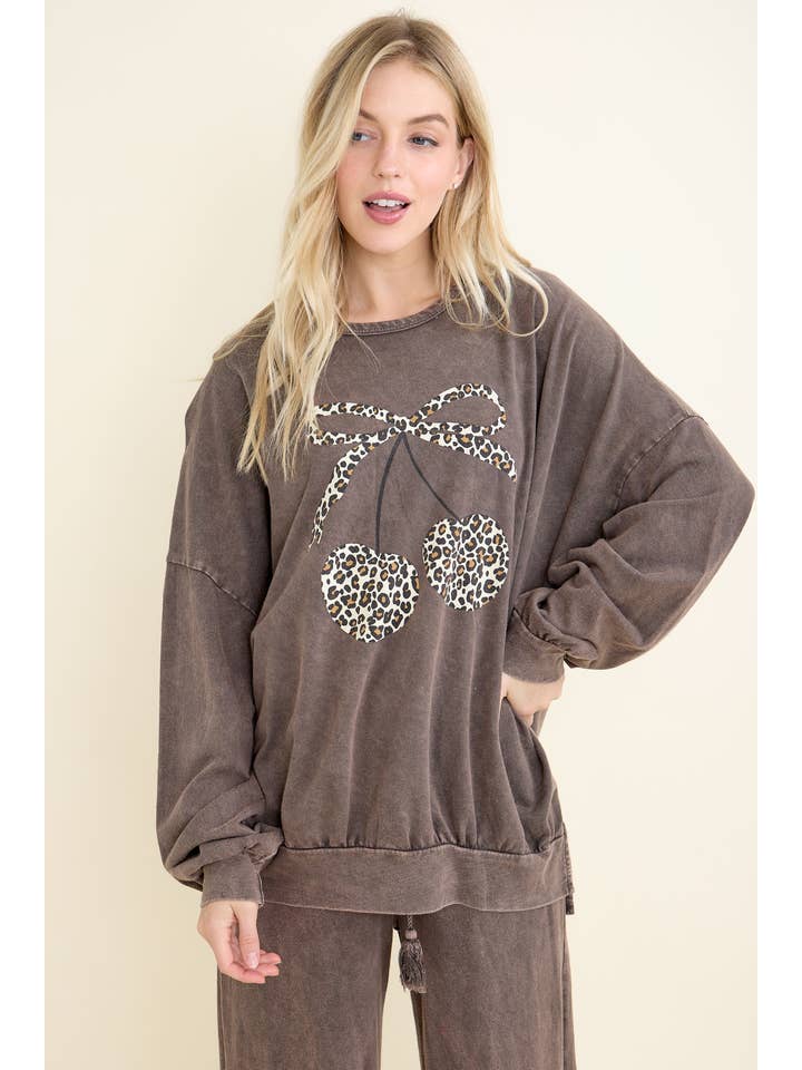 J.Her - Wholesale Graphic Sweatshirt - Women's - Leopard Cherry bow Graphic Sweatshirts HT4150AC 3
