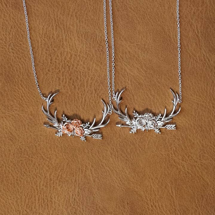 The Antler & Floral Necklace for wholesale by Antler Rings
