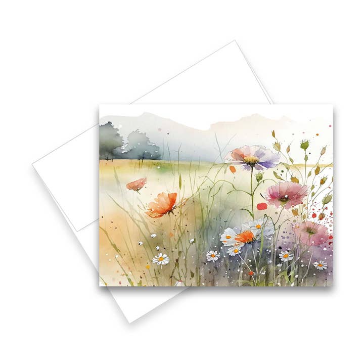 Aquarel Wildflowers - Set van 1 of 4 - Wenskaarten voor wholesale door Aria Rae