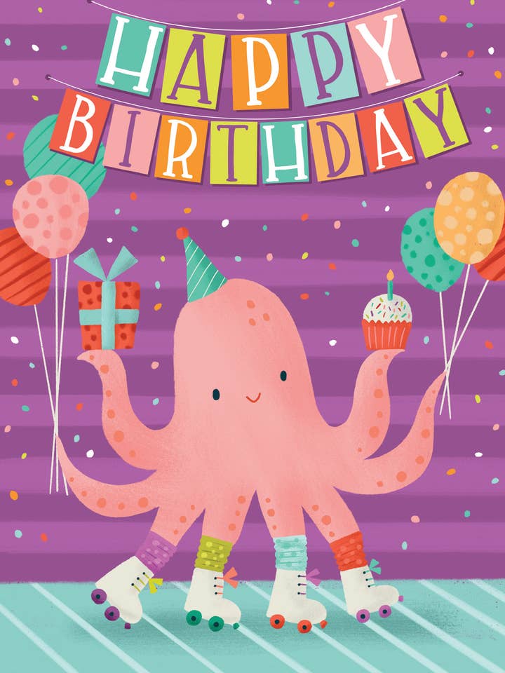 BD/Roller Skating Octopus for wholesale by Greeting Cards by Norcard