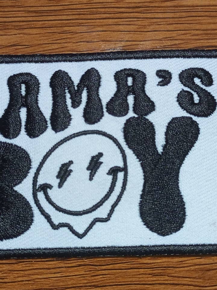 Mama's boy embroidered patches. for wholesale by Icon Punch