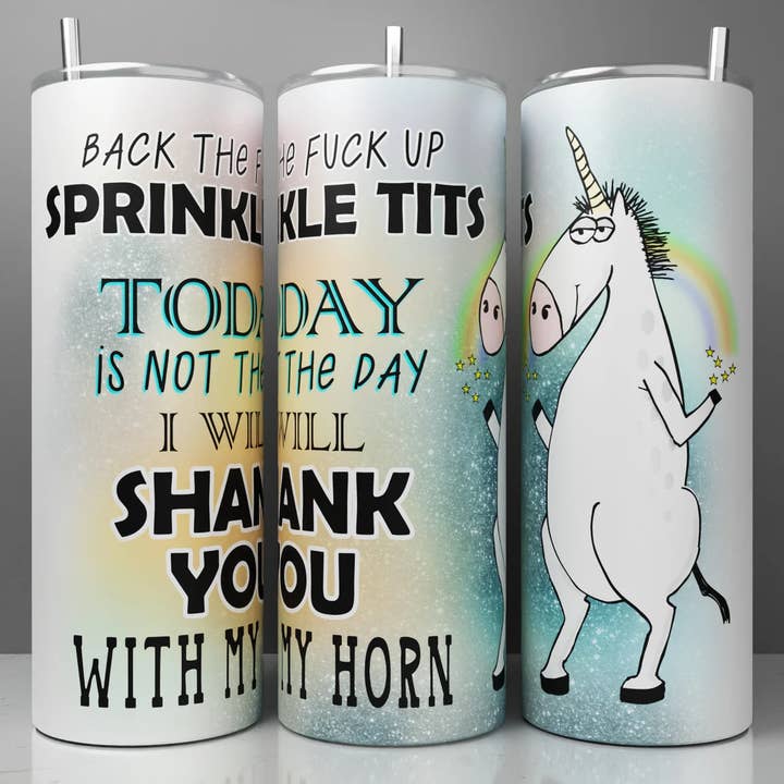 Back The F*CK UP Sprinkle Tits Skinny Tumbler- Snarky, Funny for wholesale by The Tiny Closet
