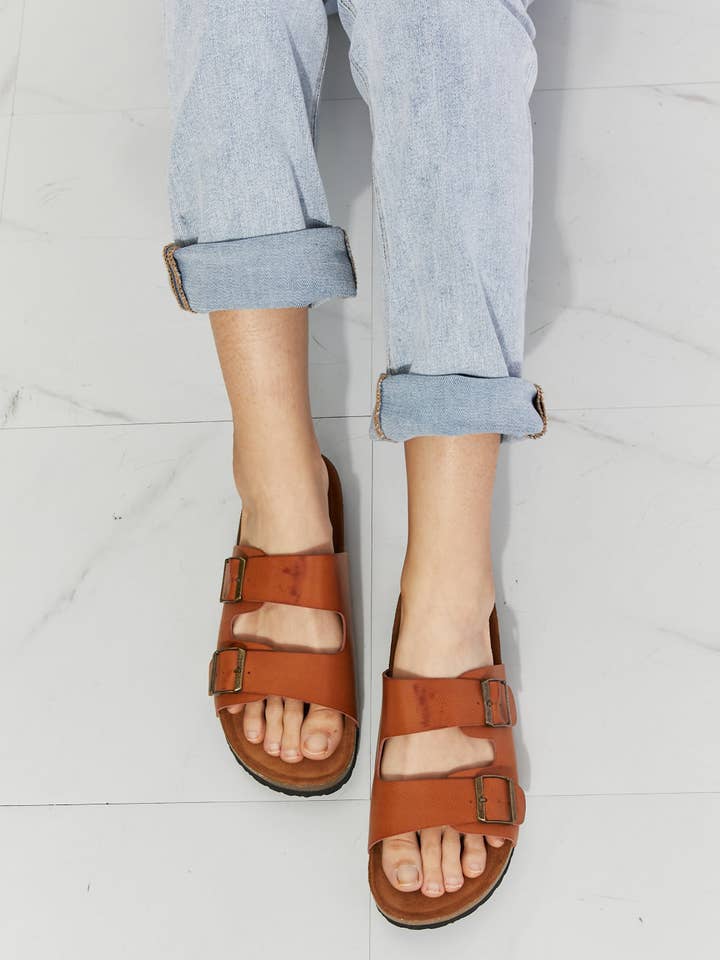 MMShoes Best Life Double-Banded Slide Sandal in Ochre for wholesale on Faire