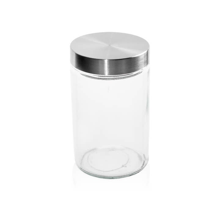Lexi Home - Wholesale Canister - Premium 41 Oz. Round Clear Glass Canister with Chrome Lid