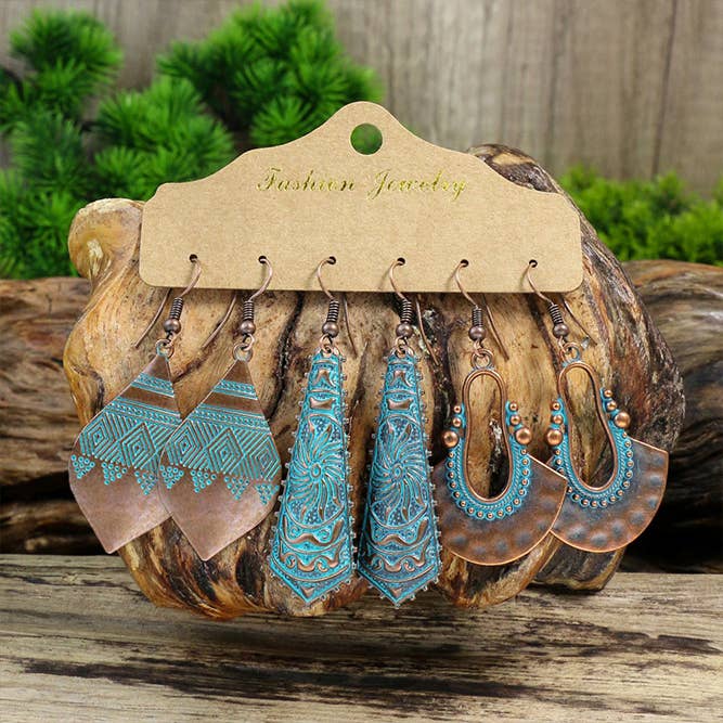 UNISHE - Wholesale Jewelry Set - Sunflower Tassels Boho Earrings Set MOQ 5pcs HH0270