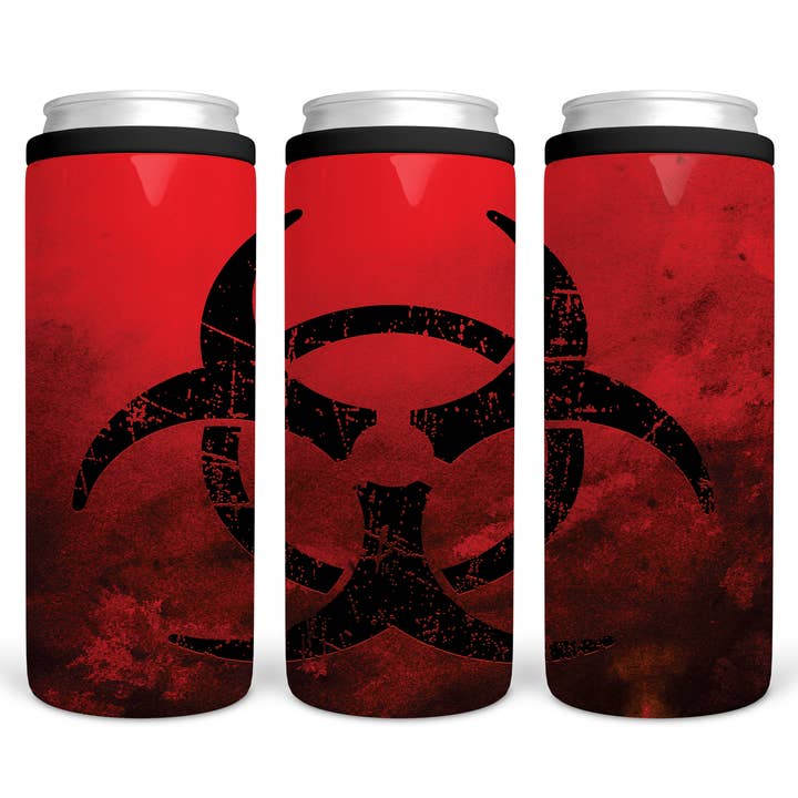 Red and Black Biohazard Resident Evil Funny Tumbler Koozie for wholesale by BreakOut Outfitters