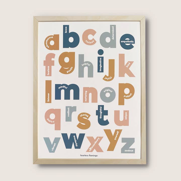 Kids ABC Alphabet of Positivity print | Affirmation poster for wholesale by Fearless Flamingo
