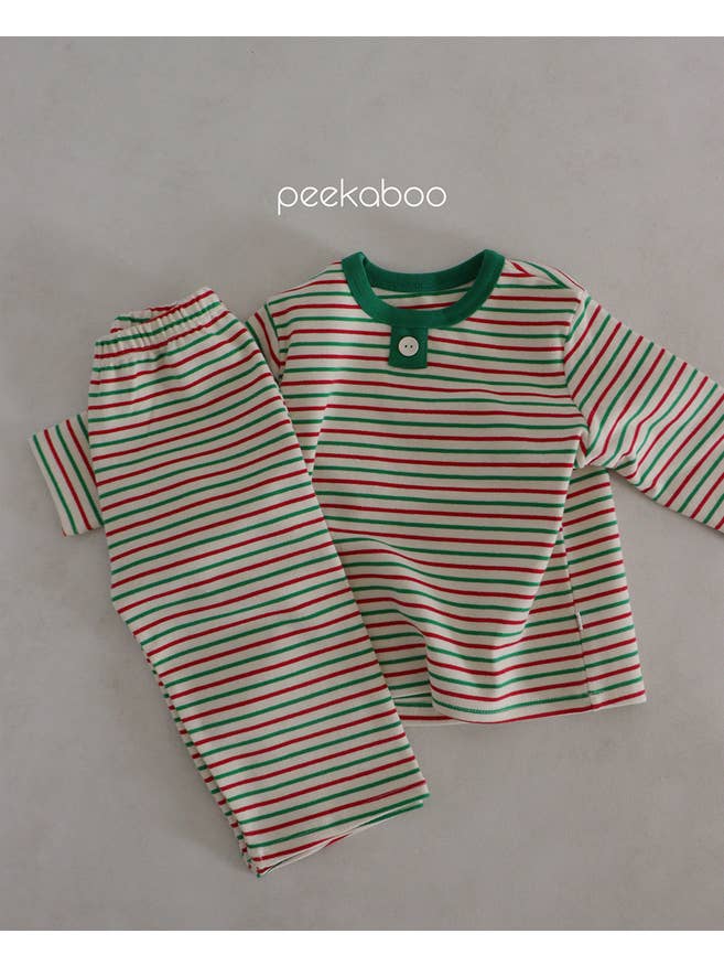 peekaboo - Wholesale Sleepwear Set - Kids - Christmas Pajama | Stripes Long Sleeves and Pants Set Kids2