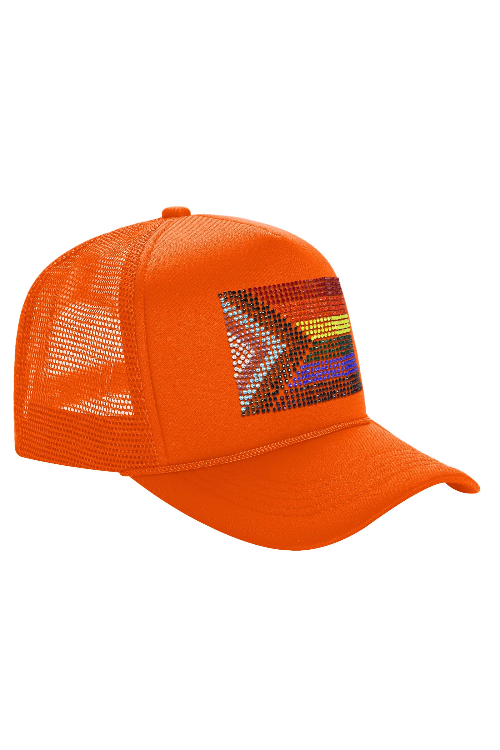Cap Zone - Wholesale Trucker Hat - Unisex - Bling Rainbow Pride Flag Sponge Trucker Hat15