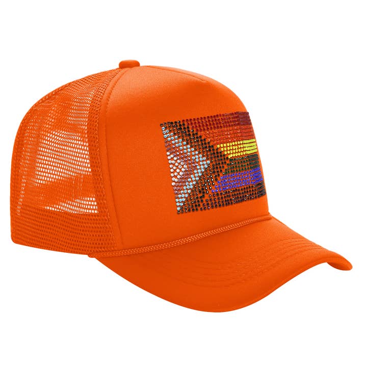 Cap Zone - Wholesale Trucker Hat - Unisex - Bling Rainbow Pride Flag Sponge Trucker Hat15