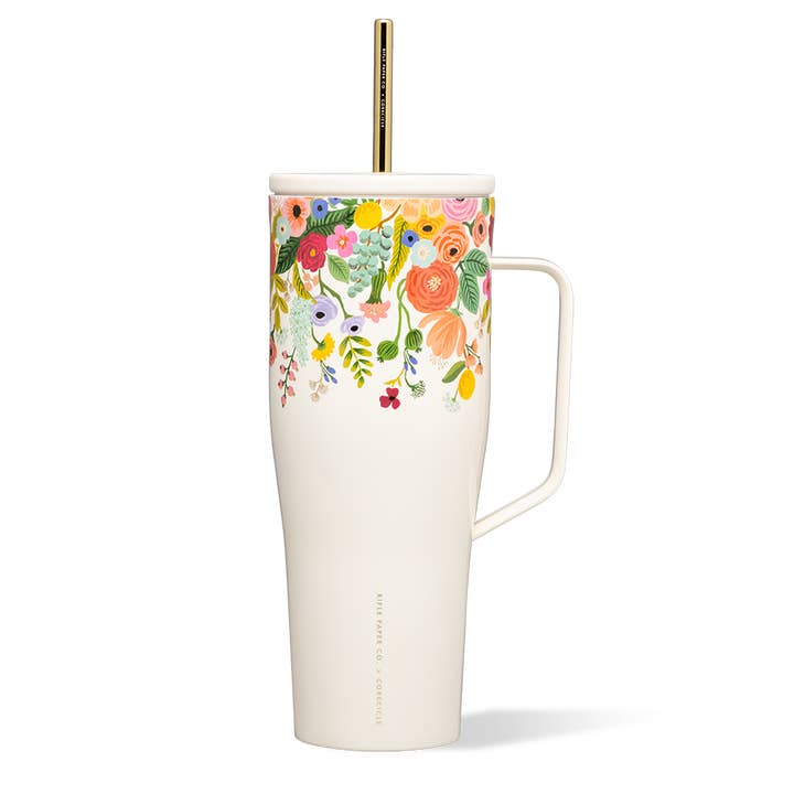 CORKCICLE - Wholesale Insulated Mug/Tumbler - Cold Cup XL - 30oz Rifle Paper - Garden Party Cream