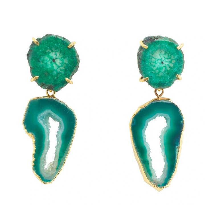 YAA YAA LONDON Green Solar Quartz Agate 'Summer Love' Earrings for wholesale by YAA YAA LONDON