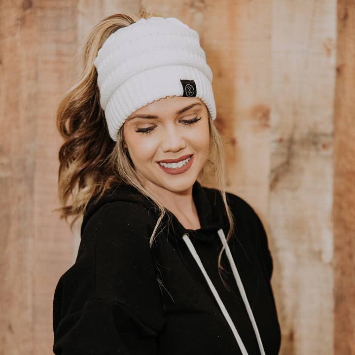 The Mama Xâ„¢ Brand - Wholesale Beanie - Women's - Knit Beanie For Adults With Ponytail Hole