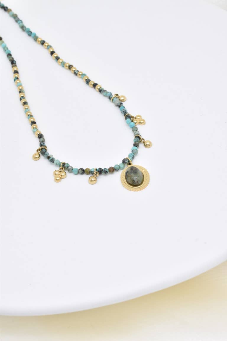 Kapyco - Wholesale Beaded/Pearl Necklace - Stainless steel natural stone necklace - BJ210219OR-VR1