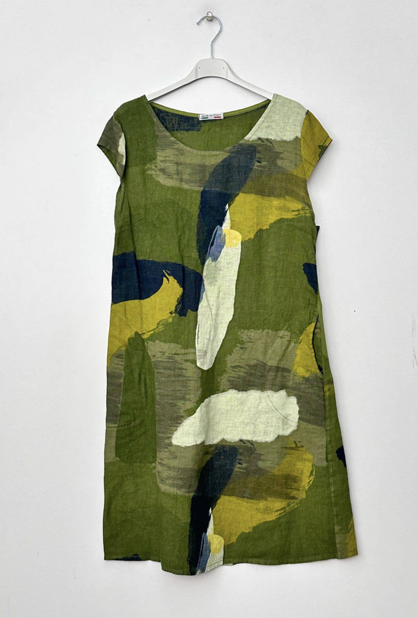 Happy look - Wholesale Dress - Women's - Short sleeve abstract printed linen short dress 2