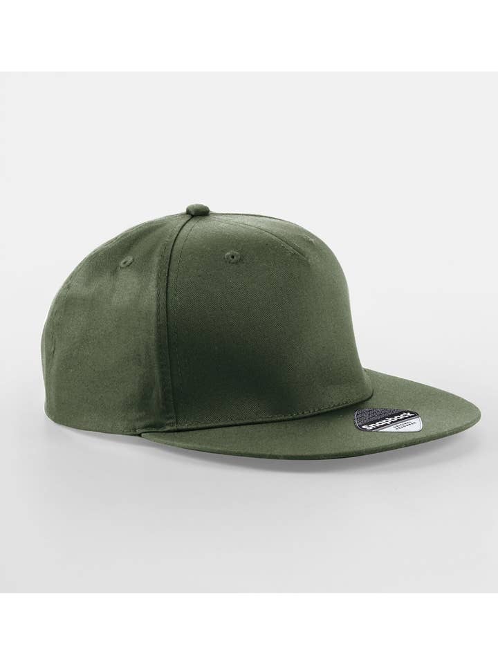 Beechfield 5 Panel Snapback Rapper Cap | Unisex | Flat Peak | 10 Colours | One Size for wholesale by Logo Free Clothing