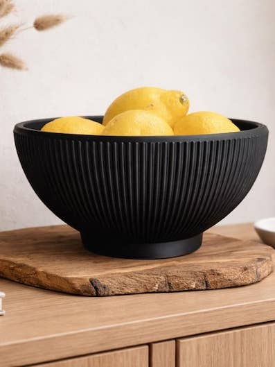 Serving Bowl 3D Printed Modern Ribbed Fruit Bowl for Tabletop and Dining Decor for wholesale by Kri8 Collective