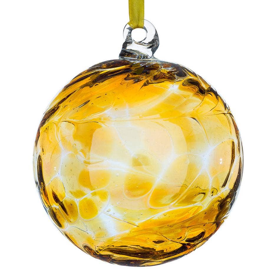 Sienna Glass – Engroshandel Pynt – 10cm Birthstone Ball - November/Topaz1