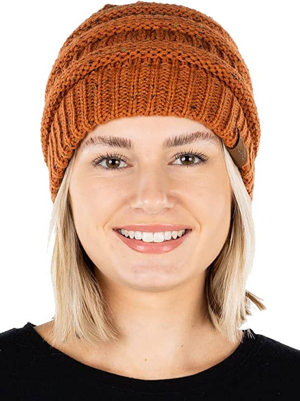 Confetti Knit Beanie - Rust for wholesale by Funky Junque