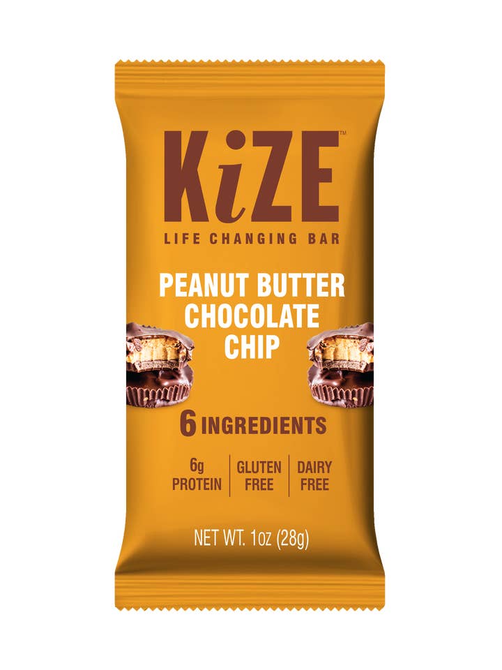 Peanut Butter Chocolate Chip, Protein Snack Bar, 1oz, 24ct for wholesale by KiZE Life Changing Bars