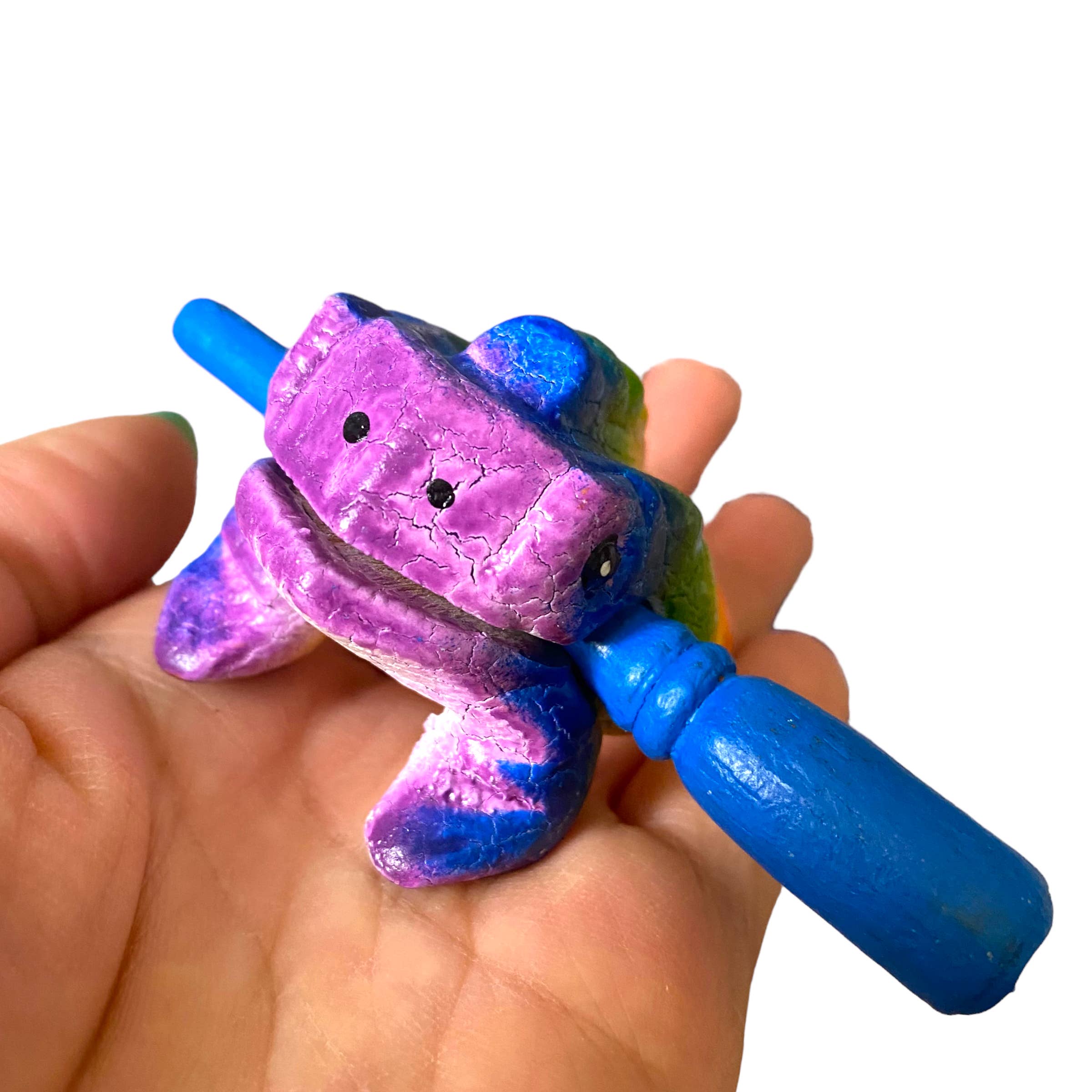 Music Frog Co - Vendita all'ingrosso Gioco musicale - Bambini e neonati - Strumento a percussione rana musicale in legno arcobaleno piccolo da 2"10