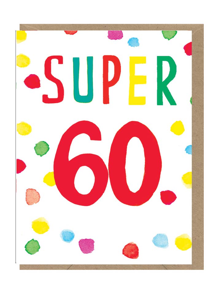Super 60 Mini Age Greetings Birthday Card for wholesale by Earlybird Designs