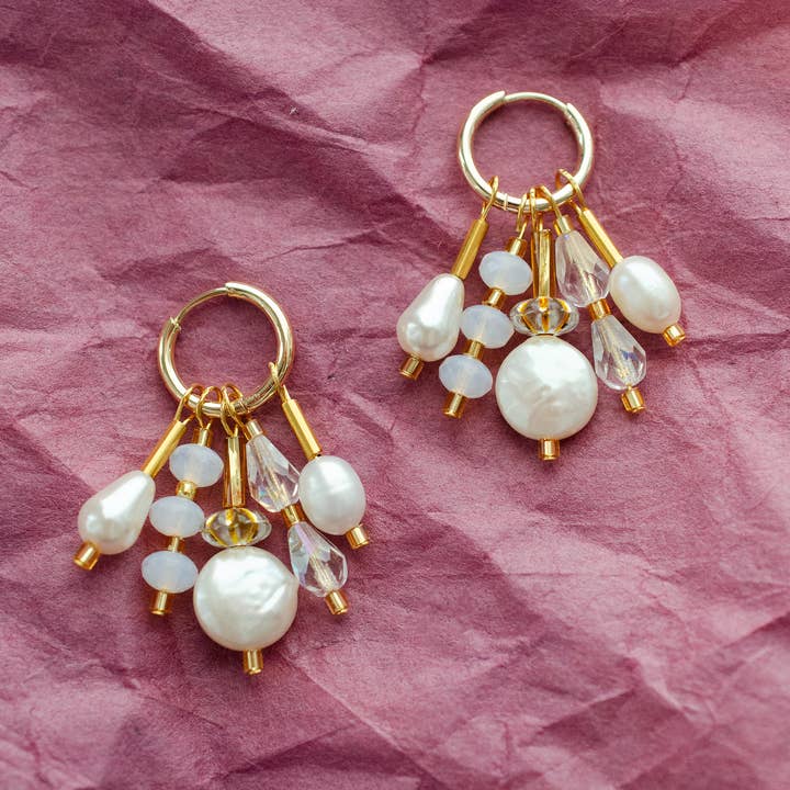 Guld dinglende hoop-øreringe for engroshandel hos Jill Makes