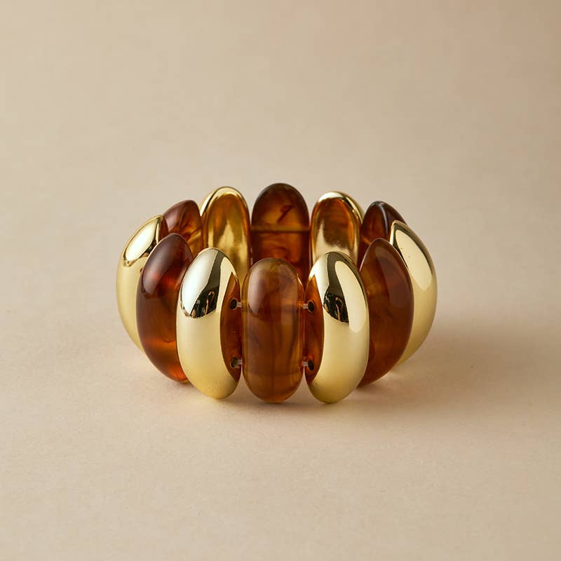 Pretty Persuasions - Wholesale Bangle Bracelet - B25177 Bold Polyresin Oval Link Stretch Bangle Bracelet6