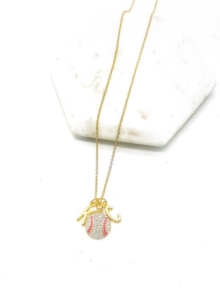 Collier de baseball en strass des Royals de Kansas City Gold KC pour la vente par Baubles by B