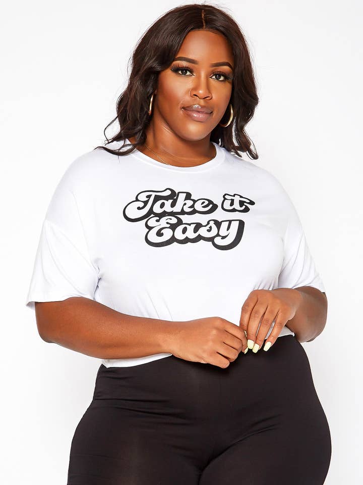 Robin K - Wholesale Screen Printed T-Shirt - Women's - Bellatrix Plus Size Women's Printed Crop Top2