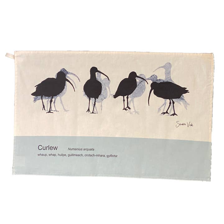TEA TOWEL - CURLEW unbleached cotton for wholesale by Sandra Vick