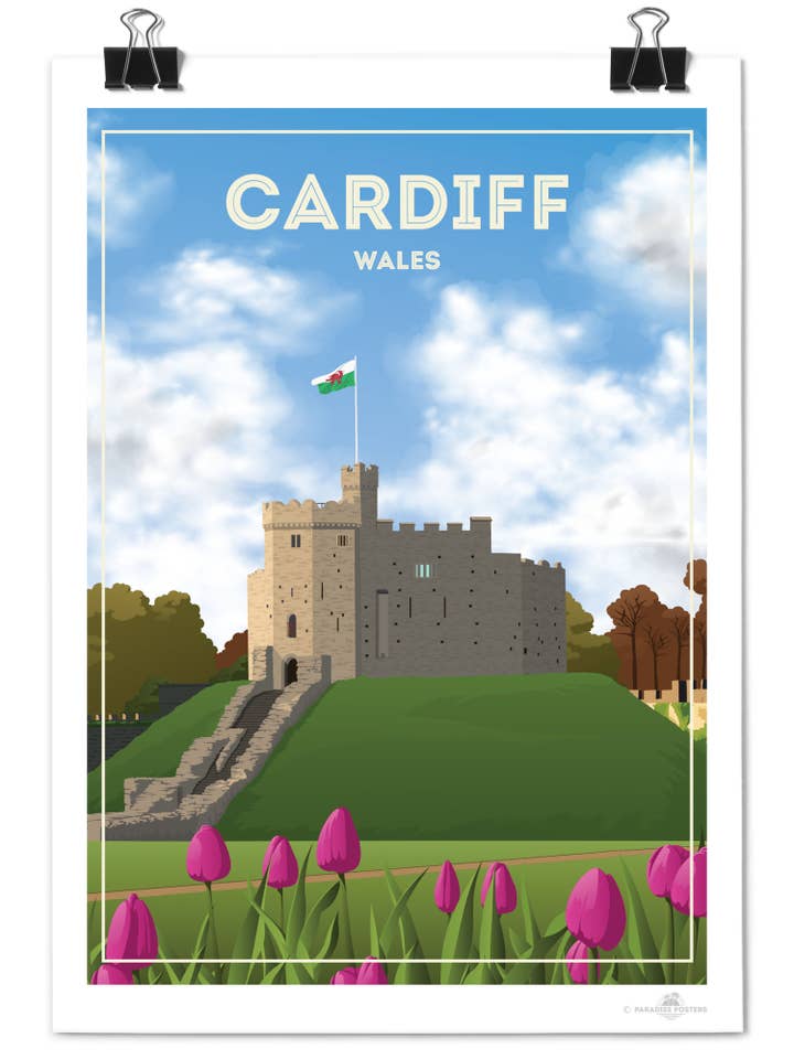 Cardiff Wales Travel Poster Print for wholesale by Paradise Posters